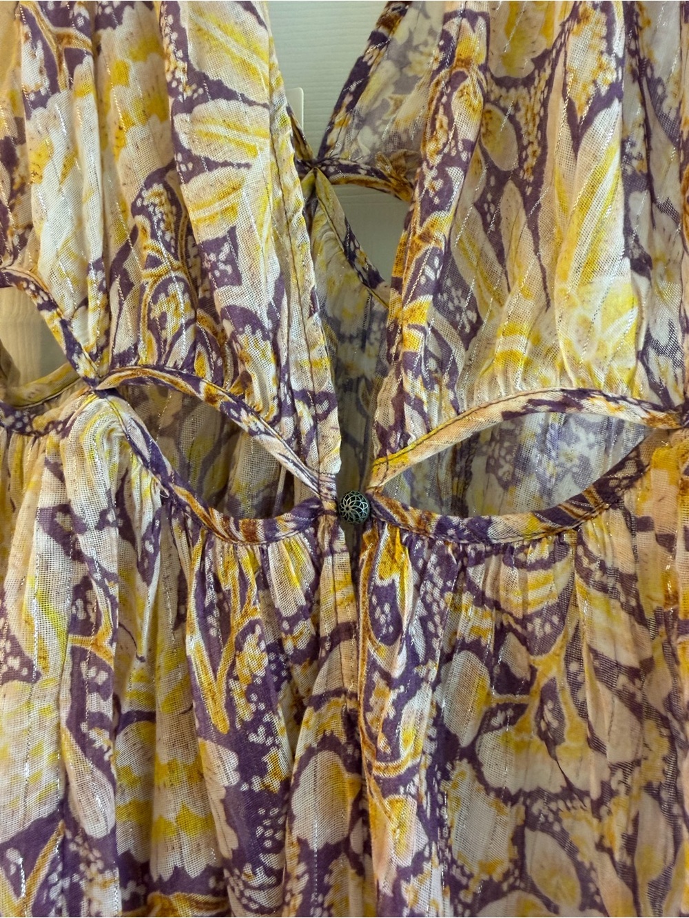 Anthropologie Strappy Yellow and Purple Floral Maxi Dress - Picture 3 of 8